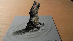 Смотреть Объёмный рисунок крокодила