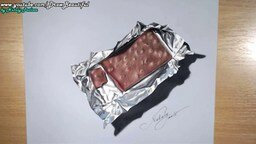 Смотреть Реалистичный рисунок шоколада на фольге